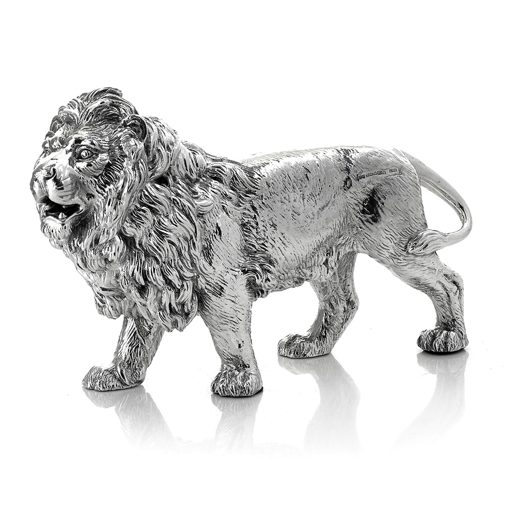 Sterling Silver Lion Sculptures